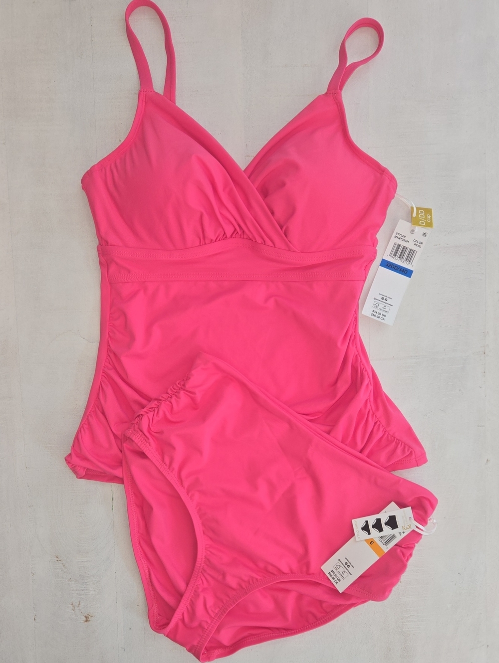 Anne Cole Bright Pink Tankini Set Tummy Control Bust Support NWT